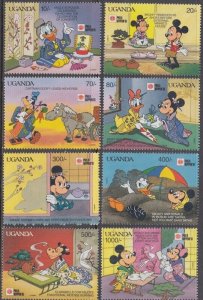 UGANDA 888-95 DONALD and FRIENDS VISIT JAPAN FOR a STAMP EXHIBITION in 1991