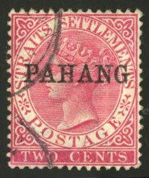 Malayan States - Pahang #6 Cat$16, 1890 2c rose, used