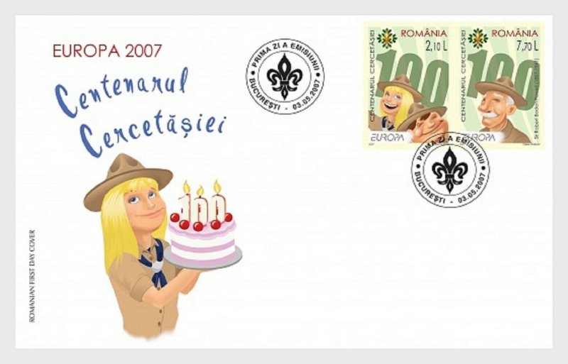 2007 ROMANIA - SG:6791/2 EUROPA / ROMANIAN SCOUT CENTENARY ON FIRST DAY COVER 