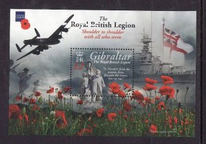 Gibraltar-Sc#1265-used sheet-Royal British Legion-Poppies-2011-