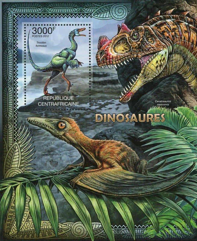 Dinosaurs Stamp Troodon Formosus Ceratosaurus Nasicornis S/S MNH #3656 / Bl.946 