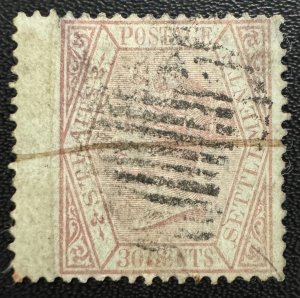 MALAYA 1867-72 STRAITS SETTLEMENTS QV 30c CC Fine Used SG#17 M5654