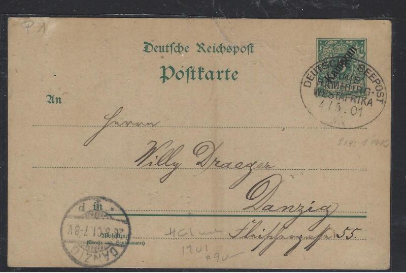 GERMAN CAMEROUN (P1809B) 1901 PSC 5PF   KAMERUN TO GERMANY  