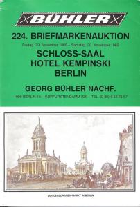 Buhler: Sale # 224  -  224. Briefmarkenauktion, Georg Buh...