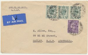 GB  airmail  to Australia cover backstamped BOAC Southampton 1949  see scans