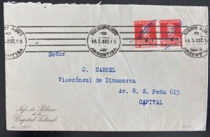 1933 Buenos Aires Argentina police station Cover To Denmark Legation local