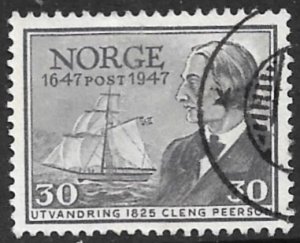 NORWAY 1947 30o Post Office Anniversary Issue Sc 283 VFU