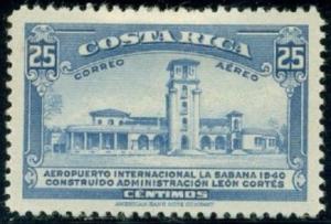 Costa Rica #C41 Air Mail Stamp 1940 25c. Airport La Sabana, Used Postmarked