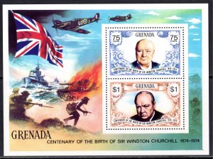 Grenada 1974 Sc#573 SIR WINSTON CHURCHILL CENTENNIAL/WWII  Souvenir Sheet MNH