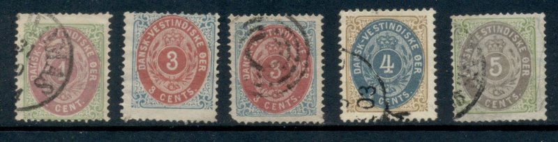 Danish West Indies 1896-1901 Numerals Asst FU