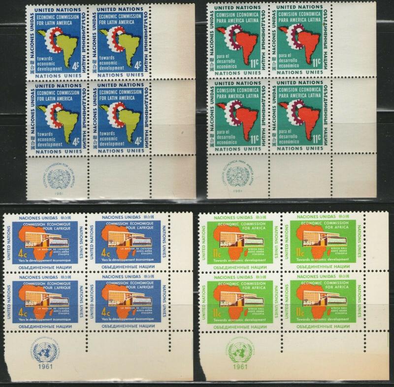 UN NY MNH Scott # 93-96 Latin America & Africa Inscription Blocks (16 Stamps) -2