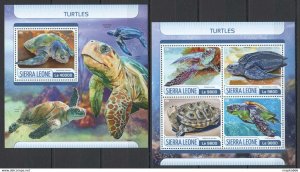 2017 Sierra Leone Turtles Reptiles Marine Life Fauna #8550-3+Bl1239 ** Fd0176