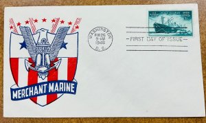939 Merchant Marines in WWII  M-50 Poppenger  scarcer FDC 1946