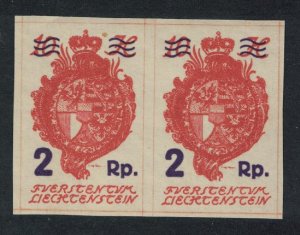 Liechtenstein Thick Surch '2 Rp' and bars Pair 1921 MNH SC#51 SG#47var MI#43