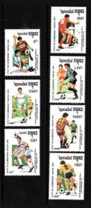Cambodia-Sc#1118-24-unused NH set-Sports-World Cup Soccer-USA-1991-