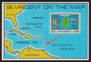 St. Vincent Sailing Airplane 'On the Map' MS 1980 MNH SG#MS655
