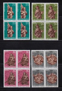 Liechtenstein stamp #632 - 635, MNH, XF Blocks of 4, CV $11.80