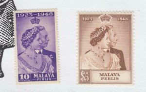 MALAYA PERLIS # 1-2 VF-MNH KGV1 SILVER WEDDING