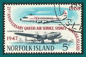 Norfolk Island 1968 QANTAS, 5c used #119,SG96