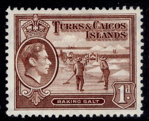 TURKS & CAICOS ISLANDS GVI SG196, 1d red-brown, M MINT.