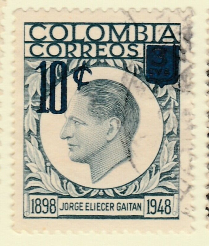 Colombia 1959 10c on 3c Fine Used A8P55F109
