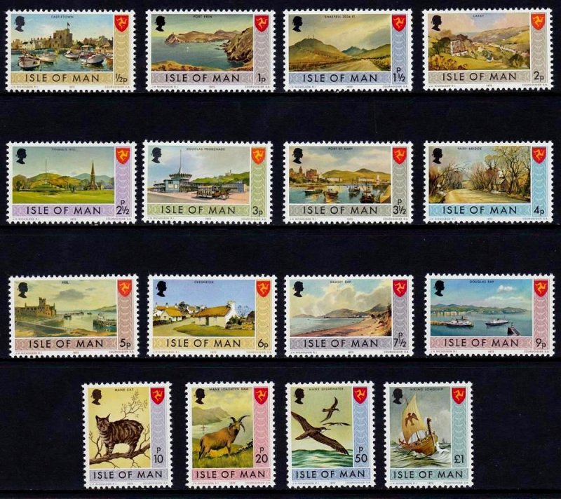 Isle of Man 1973, Bailiwick Issues  MNH Set   # 12-27