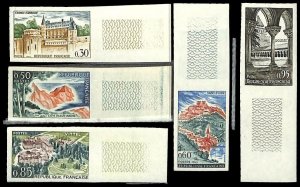 France 1963, Views 5v, imperforated, MNH
