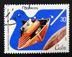 CUBA Sc# 2505 PEACEFUL USE OF OUTER SPACE Venera & heat shield 30c 1982 used cto