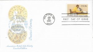 1981 FDC, #1925, 18c Disabled Persons, House of Farnam/American Postal Arts Soc.