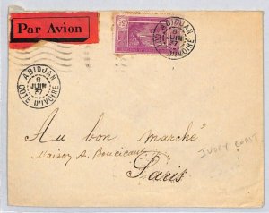 France Cols IVORY COAST AOF Cover Air Mail Abidjan Paris 1937{samwells}ZF49
