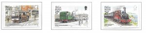 Isle of Man 356d, 448, 458 Railways 1991 Imprint set MNH