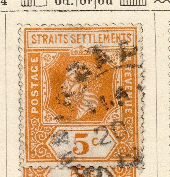 Malacca Straights Settlements 1912-14 Early Issue Fine Used 5c. NW-115556
