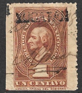 MEXICO REVENUES 1886-87 1c DOCUMENTARY TAX YUCATAN Control Used DO120