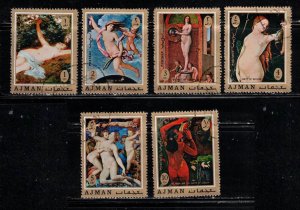 AJMAN Lot Of 6 Used Nudes By Various Artists - Nude Art Paintings On Stamps 16
