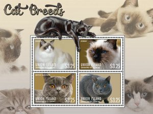 Union Island 2013 - Cat Breeds - Sheet of 4 Stamps - MNH