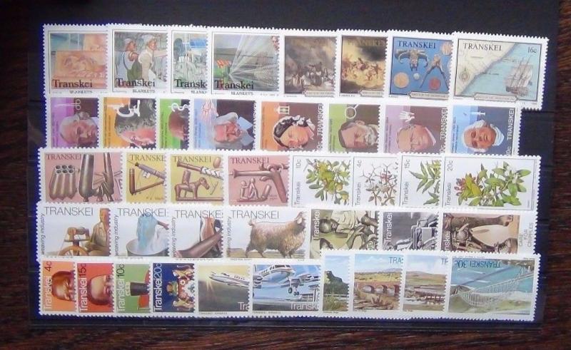 Transkei 1976 1988 sets Medicine Airways Bridges Shipwreck Fruit Weaving etc MNH