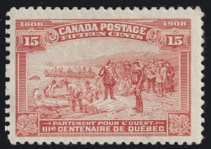 Canada Scott 102 Mint HR OG gum dist 1908 15c Red Orange Lot QCX2001 bhmstamps