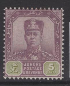 MALAYA JOHORE SG65 1904 5c DULL PURPLE & SAGE-GREEN MTD MINT