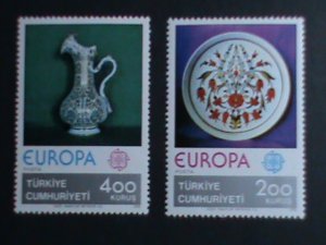 1976-TURKEY STAMP-SC#2025-6-CERAMIC-PITCHER & PLATE-EUROPA STAMP-MNH SET VF