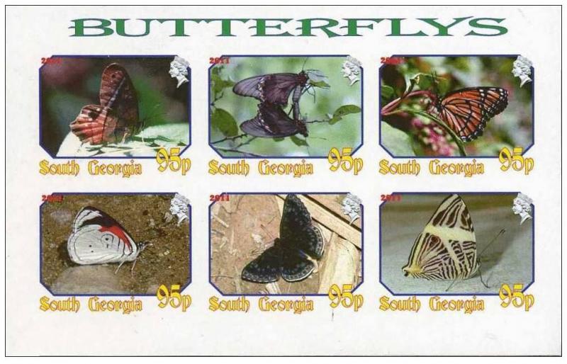 GEORGIA SHEET IMPERF CINDERELLA BUTTERFLIES INSECTS