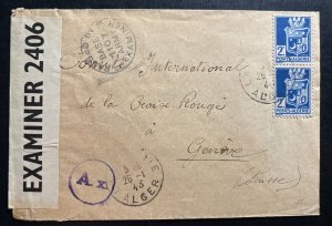 1943 Alger Algeria Censored cover To Red Cross Geneva Switzerland