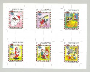 Caicos #22-31 Disney, Christmas 9v & 1v S/S on 3v Imperf Proofs