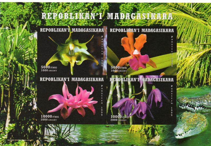 Madagascar 1999 Orchids/Lagartos/Forest Shlt (4) Imperforated MNH VF