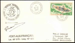 1974 FRENCH SOUTHERN & ANTARCTIC WITH SHIP CACHET