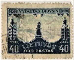 LITHUANIA  #C44 ,USED AIRMAIL ON 102 CARD - 1930 - LITH026