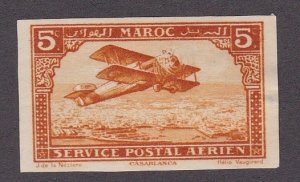 French Morocco # C1a, Aircraft, Imperf Single Stamp, Hinged