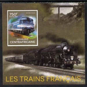 C A R - 2014 - French Trains - Imperf Souv Sheet #2 - Mint Never Hinged