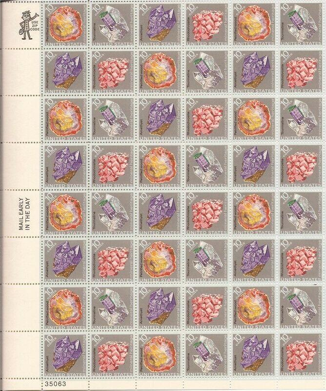 US Stamp - 1974 Mineral Heritage - 48 Stamp Sheet - Scott #1538-41