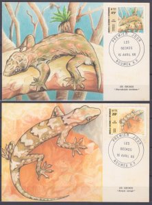 1986 New Caledonia 779-780 Maximum card Reptiles / Lizards 5,00 €