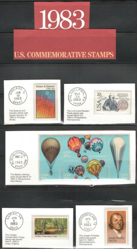 2031-2065 US Postage Commemorative Stamps (1983) In Mounts & Post Marked  MNH